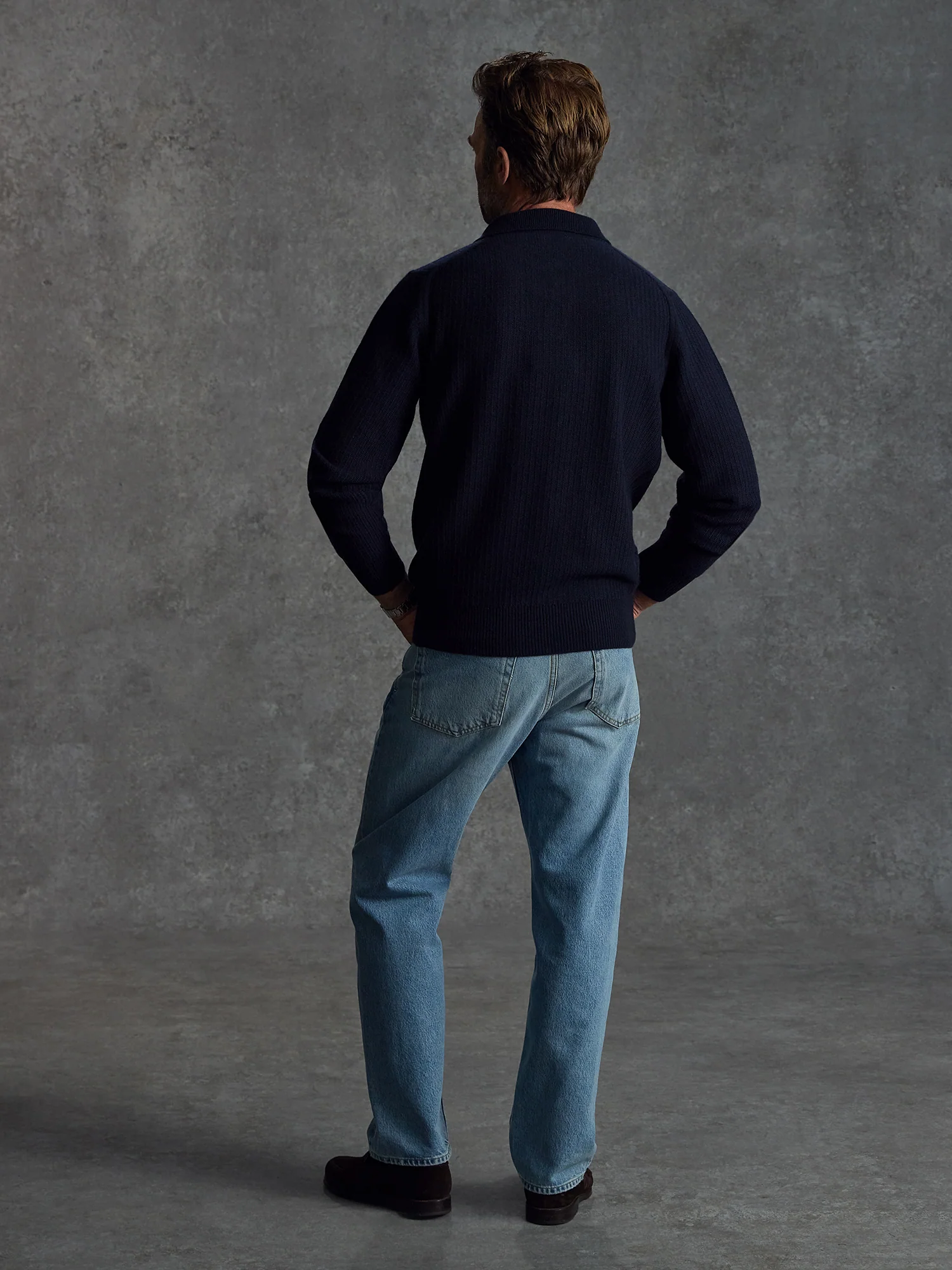 The Open Collar Cashmere Jumper - Ink - Image 4