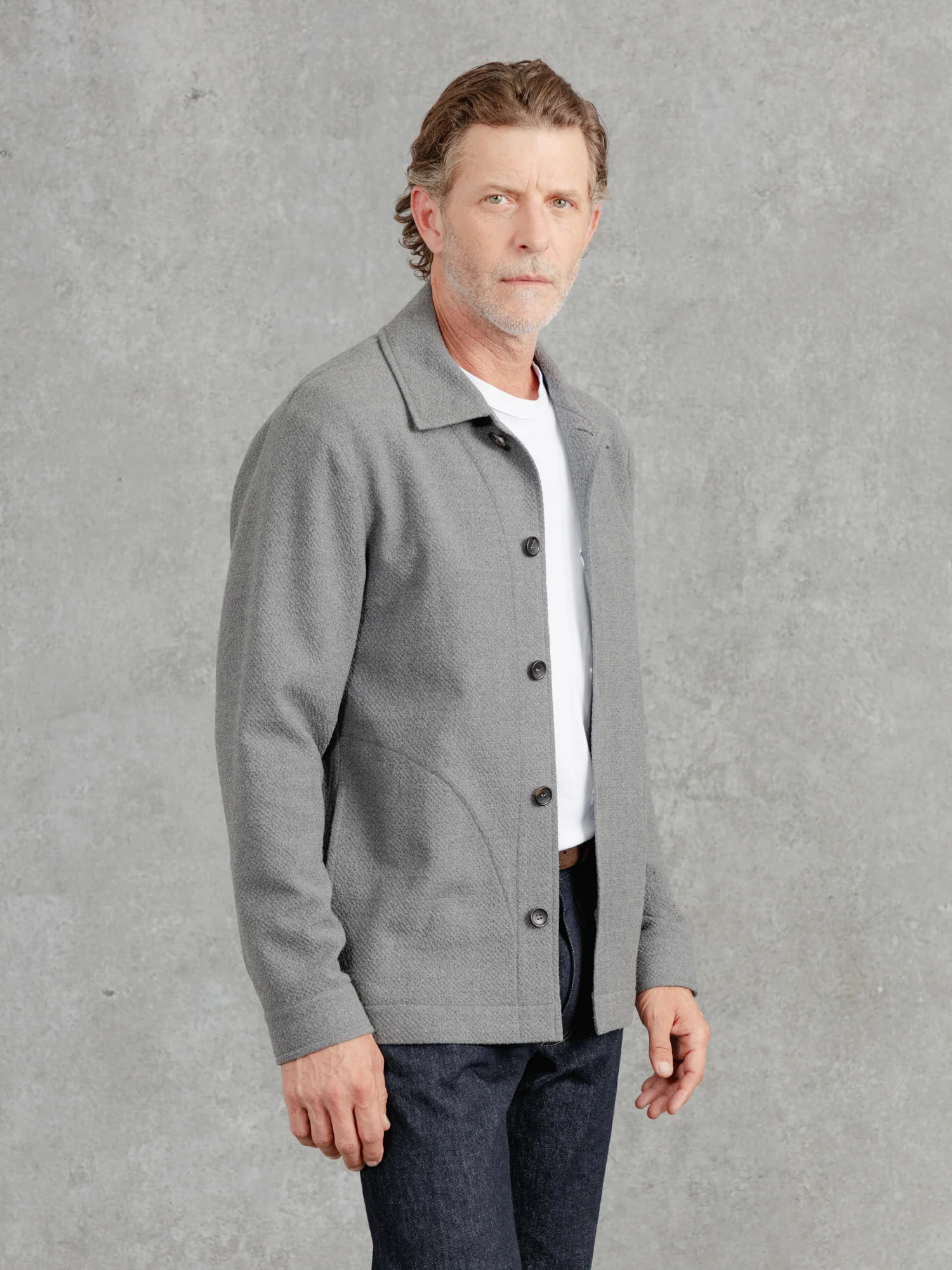 The Stamford Seersucker Shacket - Cobble Grey