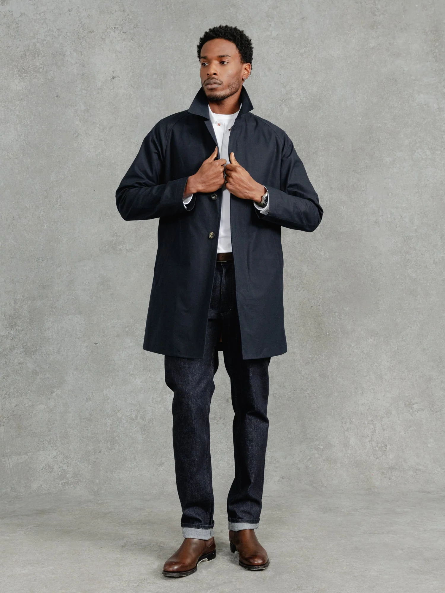 The Ventile® Raglan Raincoat - Ink - Image 7